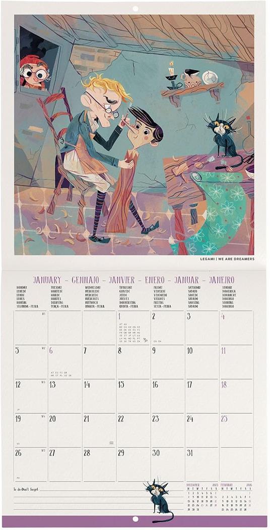 Calendario 2026 - da Parete  - Pinocchio - 18 x 18 cm - 2