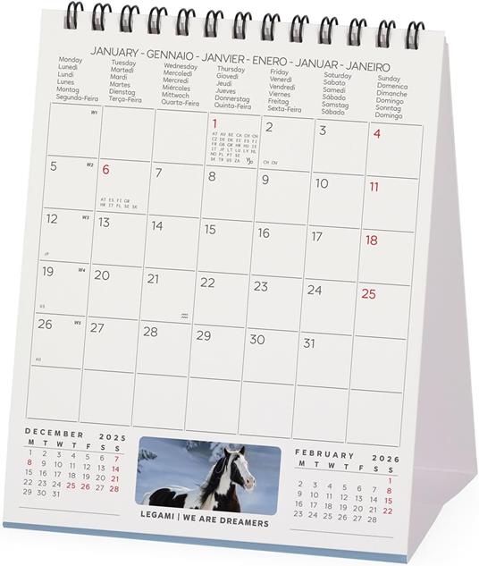 Calendario 2026 da Tavolo  - Wild Horses - 12 x 14,5 cm - 3