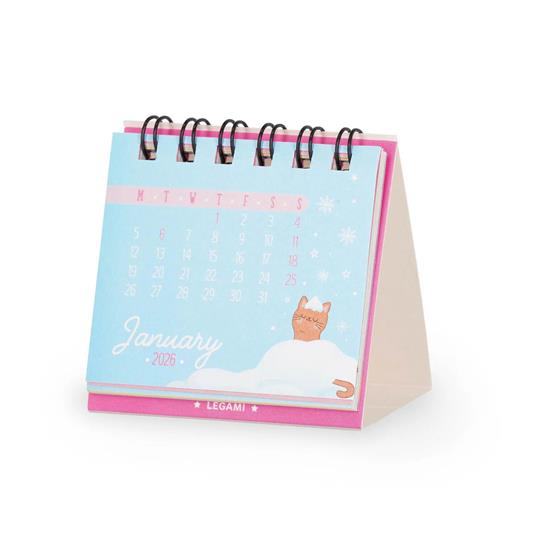 Micro Calendario Legami 2026, 5,8 x 5,3 cm - Kitty