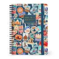 Lined Spiral- Bound Notebook - Spiral Notebook - Large - Travel Stickers