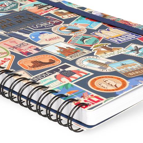 Lined Spiral- Bound Notebook - Spiral Notebook - Large - Travel Stickers - 4