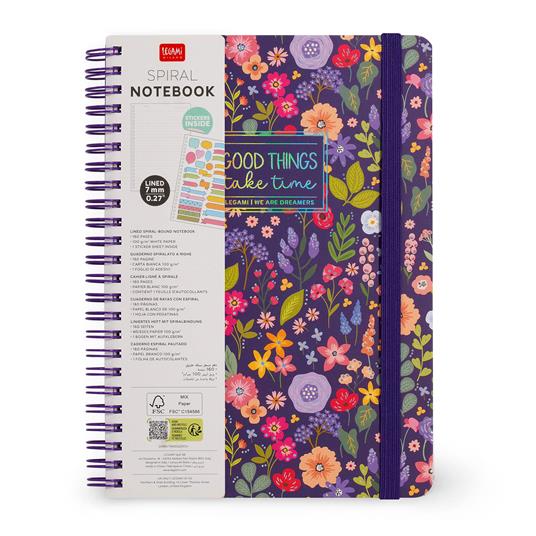 Blocco Spiralato a Righe - Spiral Notebook - Large - Flowers - 7