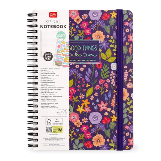 Blocco Spiralato a Righe - Spiral Notebook - Maxi - Flowers - 7