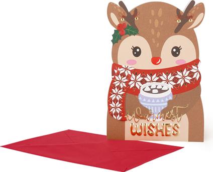 Biglietto auguri Natale Greeting Card - Holly Jolly - Reindeer