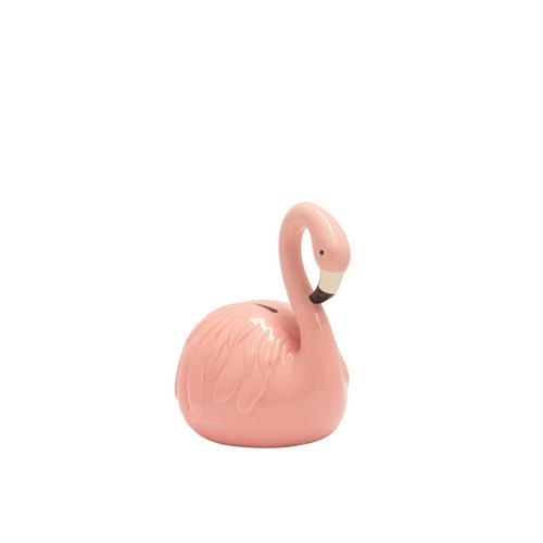 Flamingo Salvadanaio In Ceramica Con Rilievo 19X8X19 Cm