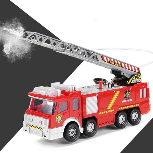 BAKAJI Camion dei Pompieri Giocattolo per Bambini a Batteria con Pompa Spruzza Acqua Braccio Allungabile e Girevole Sirena Luci Suoni e Movimento Mistero Bump e Go Dimensione: 24 x 6 x 9 cm - 6