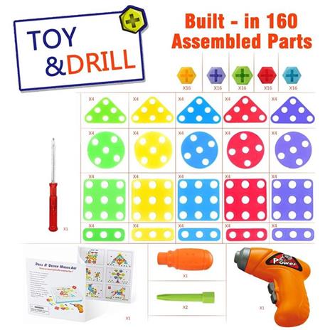 Playset Costruzioni Crea e Gioca con Trapano Avvitatore Giocattolo per Bambini - 2