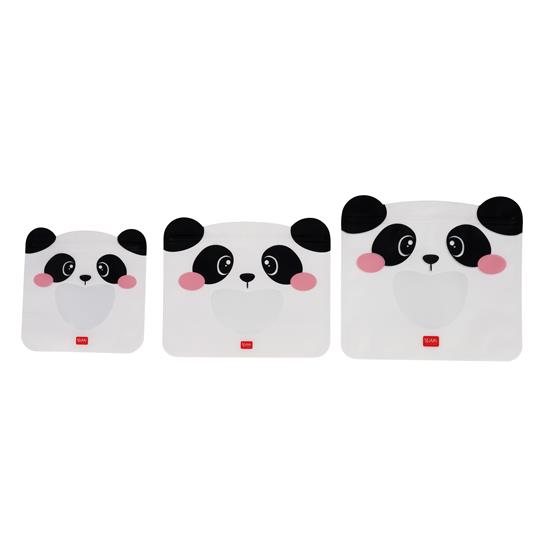 Buste alimentari riutilizzabili. Snack Bags - Set Of 3 Reusable Food Pouches - Panda - 3