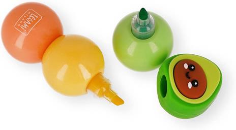 Legami - Evidenziatore 3 in 1, Colori Pastello, Verde, Giallo, Arancione, Asciugatura rapida, Tema Avocado - 2