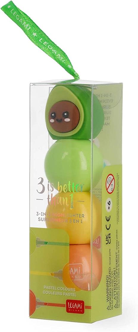 Evidenziatore 3 In 1 Legami - Color Pastello Con Tema Avocado, Asciugatura Rapida - Foto 3