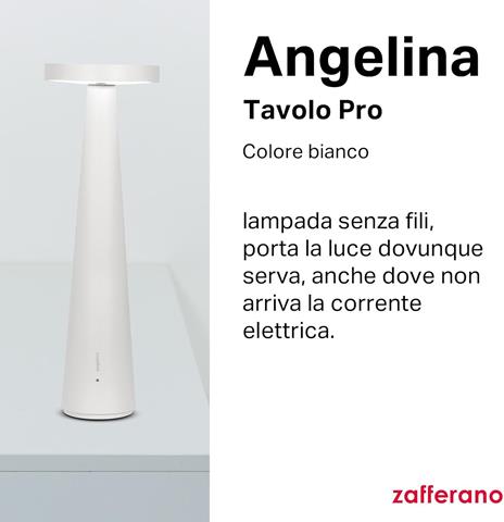 Lampada Angelina Pro Bianco, da tavolo, portatile, a batteria, ricaricabile - 2