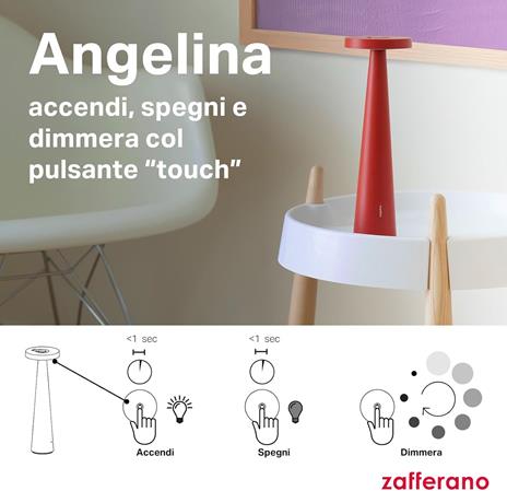 Lampada Angelina Pro Bianco, da tavolo, portatile, a batteria, ricaricabile - 5