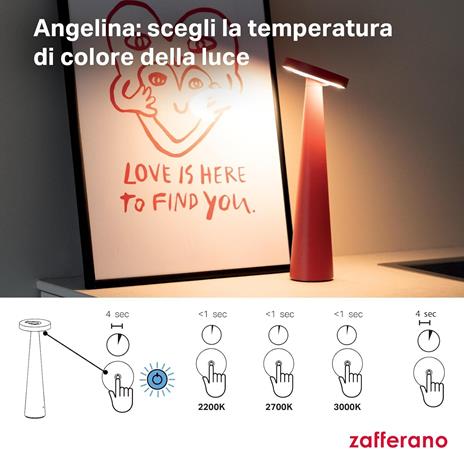 Lampada Angelina Pro Bianco, da tavolo, portatile, a batteria, ricaricabile - 6