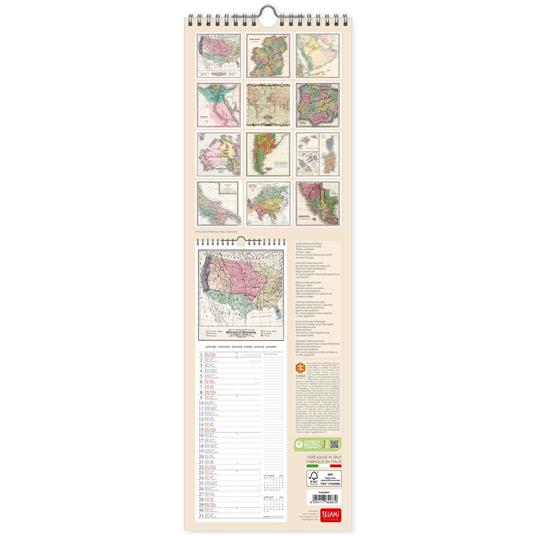 Calendario Legami 2023, carta non patinata, Vintage Maps - 16 x 49 cm -  Legami - Cartoleria e scuola