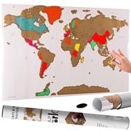 Poster Mappamondo da Grattare Cartina Geografica Mappa del Mondo 80x60 Bianco