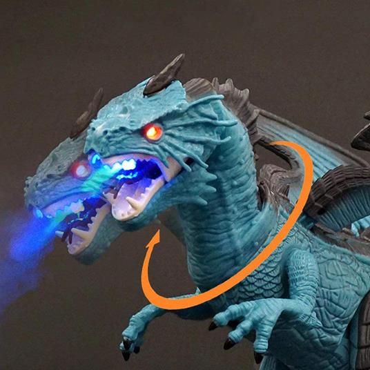 Bakaji Drago Dinosauro Robot Radiocomandato Giocattolo per Bambini con Luci Suoni ed Effetto Sputa Fuoco con Fumo Cammina Muove Testa e Ali Curato in Ogni Dettaglio Altezza 47 cm - 4