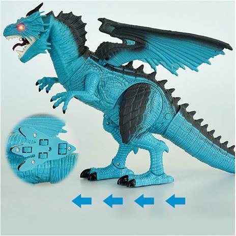 Bakaji Drago Dinosauro Robot Radiocomandato Giocattolo per Bambini con Luci Suoni ed Effetto Sputa Fuoco con Fumo Cammina Muove Testa e Ali Curato in Ogni Dettaglio Altezza 47 cm - 5
