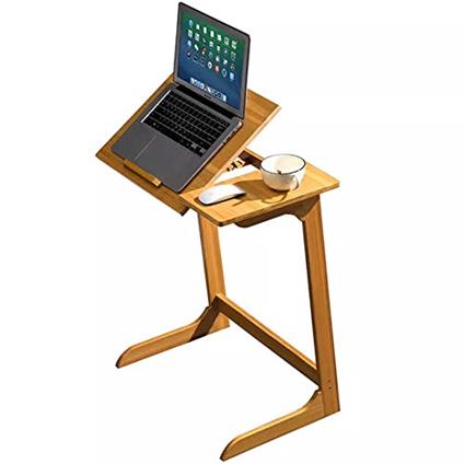BAKAJI Scrivania Tavolo da Lavoro Porta Pc Computer in Legno di bamboo  Tavolino Letto Divano Piano