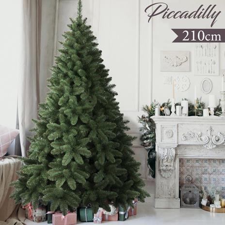Albero Di Natale 210 cm Piccadilly Super Folto 850 Rami Pino Verde Base Croce - 2