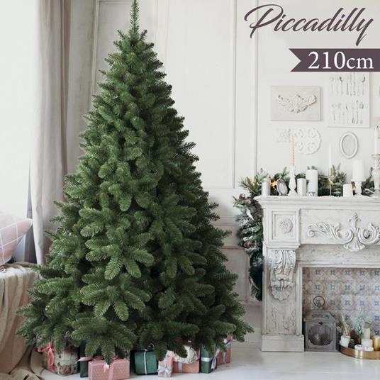 Albero Di Natale 210 cm Piccadilly Super Folto 850 Rami Pino Verde Base Croce - 2