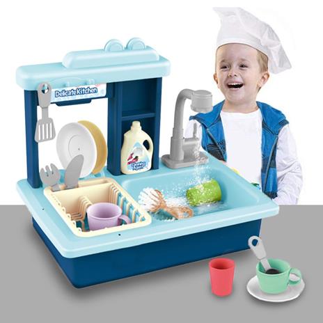 Lavandino Giocattolo Lavello Gioco da Cucina con Rubinetto ad Acqua Realistico - 2