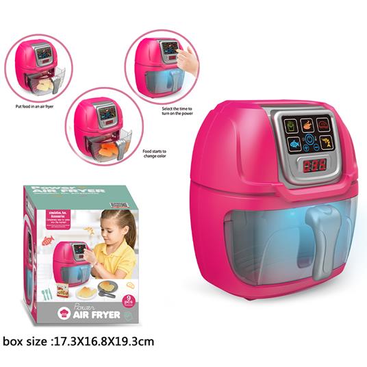 Friggitrice ad Aria Giocattolo per Bambini Rosa con Accessori Playset da Cucina - 2