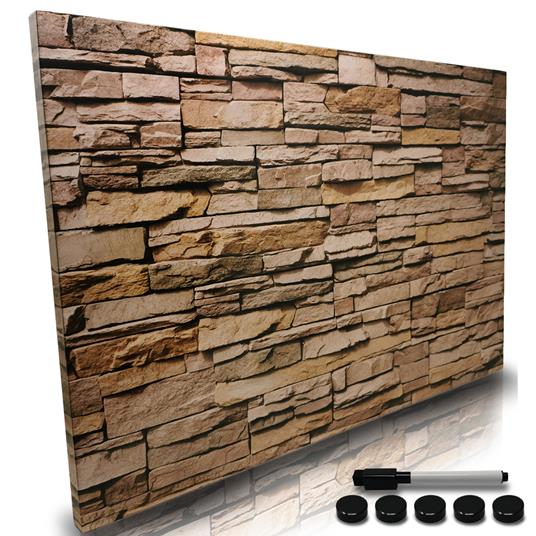 Lavagna Magnetica Design Mattoni 60x40cm con 1 Pennarello Cancellabile 5 Magneti - 2