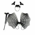 KIT ali pipistrello fermacapelli e scettro accessori costume festa halloween carnevale