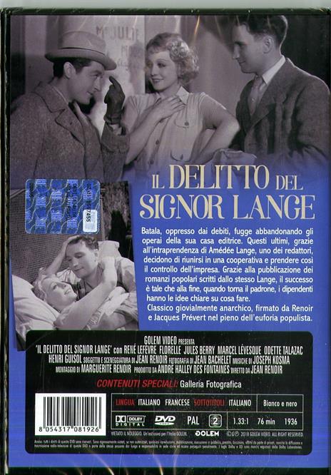 Il delitto del signor Lange (DVD) di Jean Renoir - DVD - 2