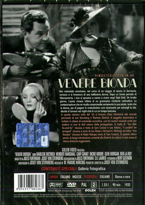 Venere bionda. Rimasterizzato in 4K (DVD) di Josef von Sternberg - DVD - 2