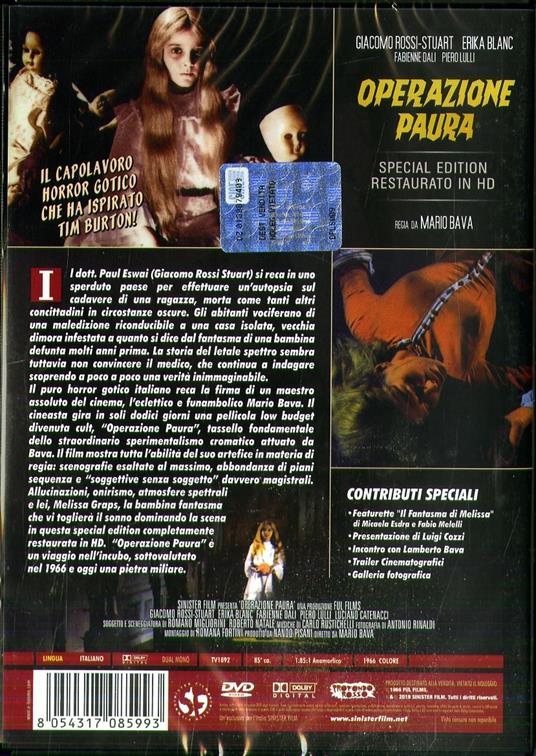 Operazione paura. Special Edition. Restaurato in HD (DVD) di Mario Bava - DVD - 2