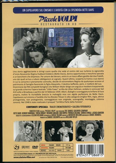 Piccole volpi. Restaurato in HD (DVD) di William Wyler - DVD - 2