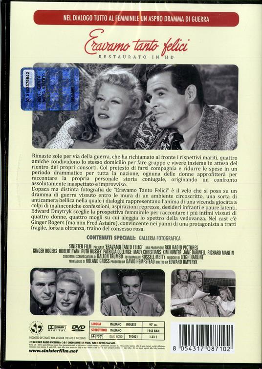 Eravamo tanto felici. Restaurato in HD (DVD) di Edward Dmytryk - DVD - 2