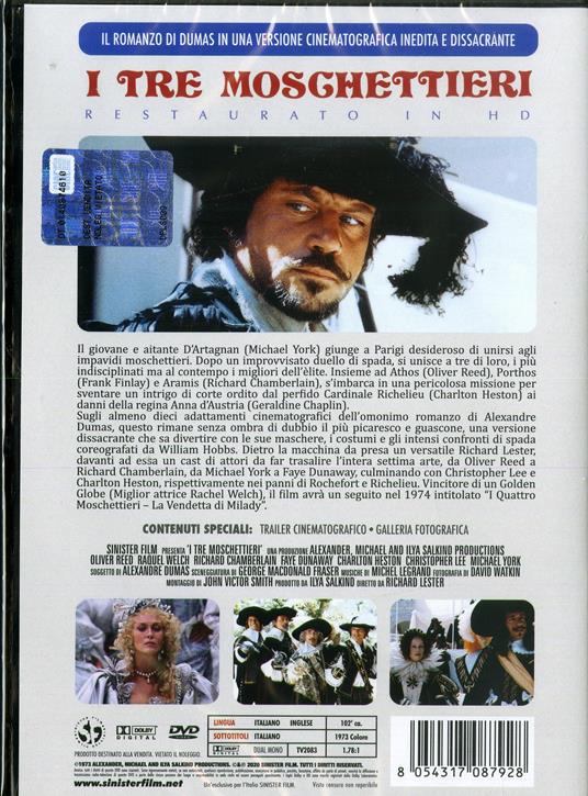 I tre moschettieri. Restaurato in HD (DVD) di Richard Lester - DVD - 2