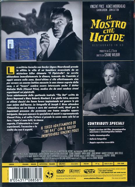 Il mostro che uccide. Restaurato in HD. Doppia copertina reversibile (DVD) di Crane Wilbur - DVD - 2