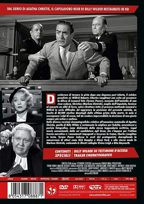 Testimone d'accusa. Restaurato in HD (DVD) di Billy Wilder - DVD - 2