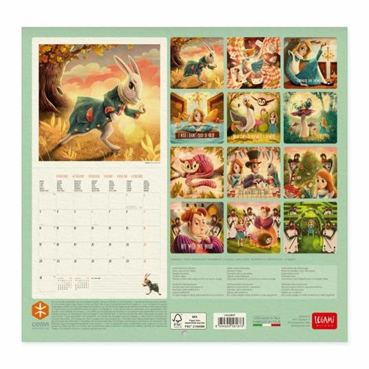 Calendario da parete Legami Uncoated Paper 2022 Alice in Wonderland - 30x29 cm - 3
