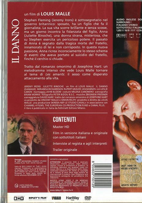 Il danno di Louis Malle - DVD - 2