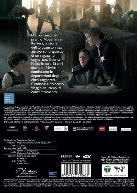Senza destino (DVD) di Lajos Koltai - DVD - 2