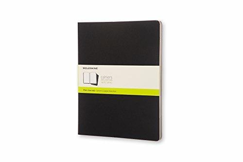 Set da 3 quaderni taccuini Cahier Journal Moleskine XXL, pagine bianche. Nero