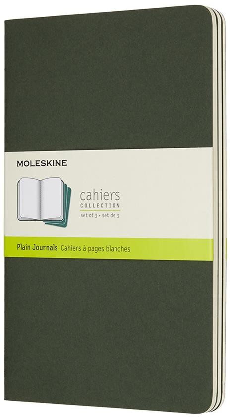 Quaderno Cahier Journal Moleskine large a pagine bianche verde. Myrtle Green. Set da 3
