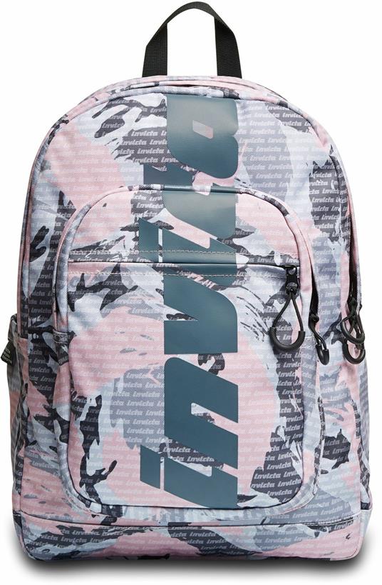 Zaino scuola Jelek Backpack Invicta Fantasy, Camou Logo Pink - 32 x 43 x 25 cm