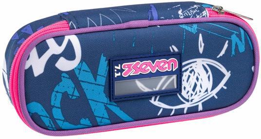 Astuccio ovale con zip Round Plus Seven Rock On Girl, blu - 23 x 10 x 5,5 cm