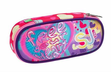 Astuccio ovale con zip Round Plus Sj Gang , rosa - 23 x 1 0 x 5,5 cm