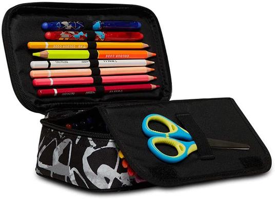 Astuccio Quick Case Seven Freethink Boy Nero e bianco fantasia graffiti - 23,5 x 11 x 6 cm - 2