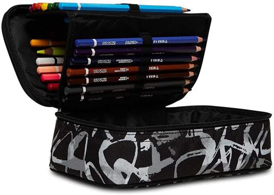 Astuccio Quick Case Seven Freethink Boy Nero e bianco fantasia graffiti - 23,5 x 11 x 6 cm - 3