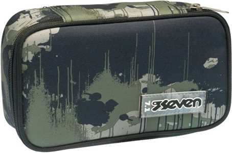 Cartoleria Astuccio Quick Case Seven Freethink Boy Verde e nero fantasia militare - 23,5 x 11 x 6 cm Seven