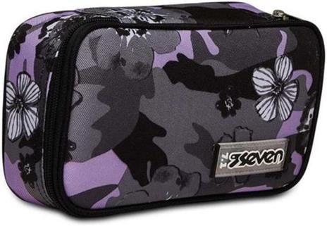 Astuccio rettangolare con zip Quick Case Seven Freethink Girl, assortito - Grigio, viola fantasia fiori - 23,5 x 11 x 6 cm