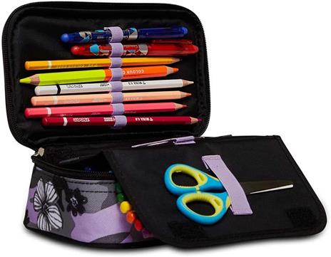 Astuccio rettangolare con zip Quick Case Seven Freethink Girl, assortito - Grigio, viola fantasia fiori - 23,5 x 11 x 6 cm - 2