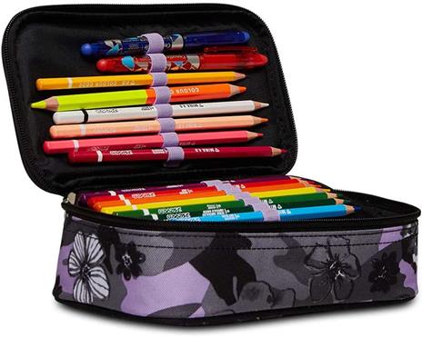 Astuccio rettangolare con zip Quick Case Seven Freethink Girl, assortito - Grigio, viola fantasia fiori - 23,5 x 11 x 6 cm - 4